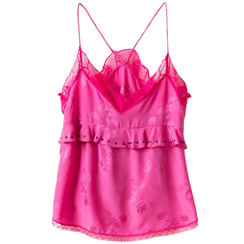 

Women Tops Rose Red Cashew Flower Vest
