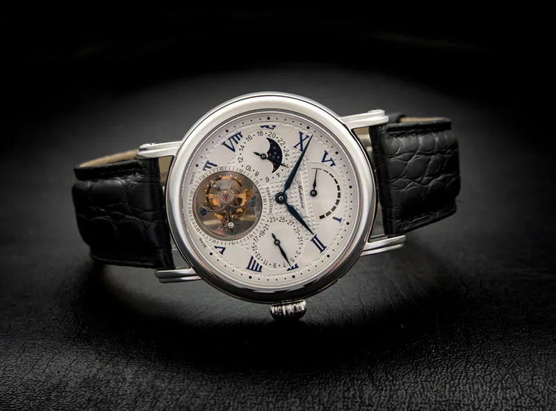 Высококачественные часы с хронографом Pilot Tourbillon, мужские часы с фазой Луны ST8007, модные мужские механические часы с календарем, запас мощности