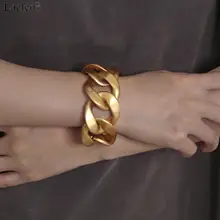 Lacteo панк большая цепочка CCB браслет для женщин хип-хоп Золотая Толстая массивная цепочка Шарм браслет ювелирные изделия браслет подарки