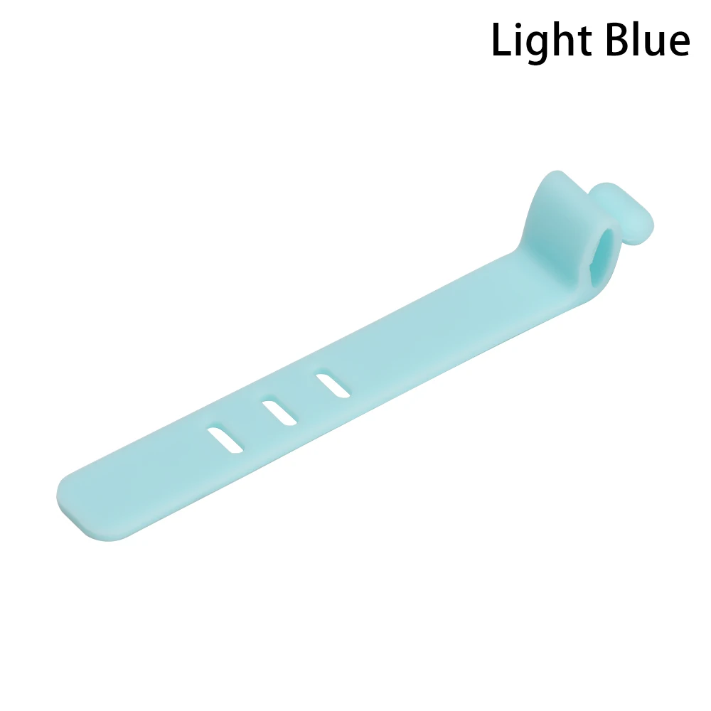 light blue 10 шт. силиконовые наушники устройства для сматывания шнуров мягкие USB провода Кабельные стяжки держатель для хранения Органайзер зажимы для гарнитуры - Цвет: light blue