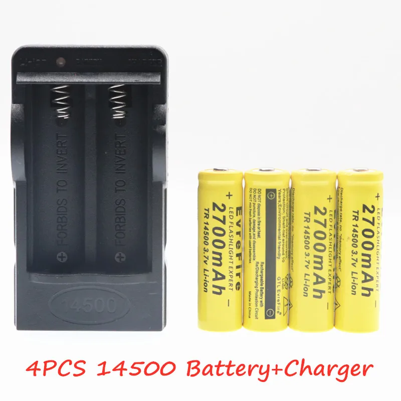 14500 аккумулятор 3,7 V 2700mAh литий-ионные аккумуляторы для фонарика+ EU US зарядное устройство Прямая - Цвет: Белый