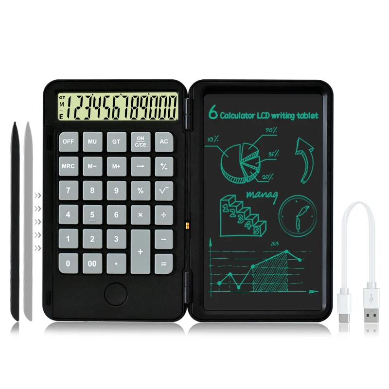 

6 Inch Calculator LCD Writing Tablet Portable Rechargeable Drawing Board Office Calculation Handwriting Notebook For Working