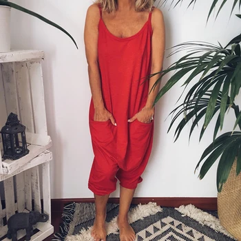 

2020 New women jumpsuits cargo pants loose Long wide leg playsuits pants thin female bodysuits High Quality Sleeveless clothing