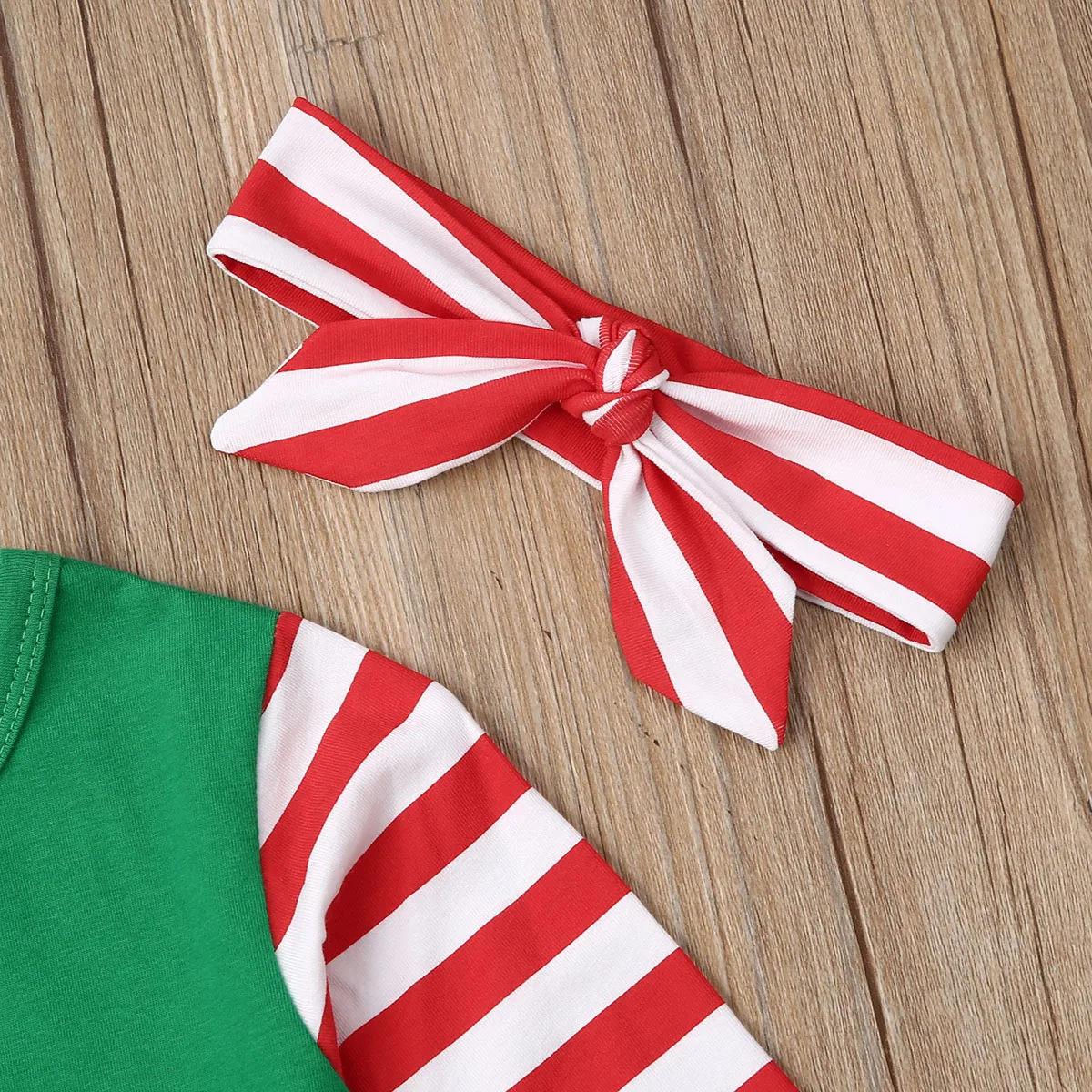 Спортивный костюм для маленьких девочек, полосатые топы, платье, штаны, Рождественская одежда для малышей