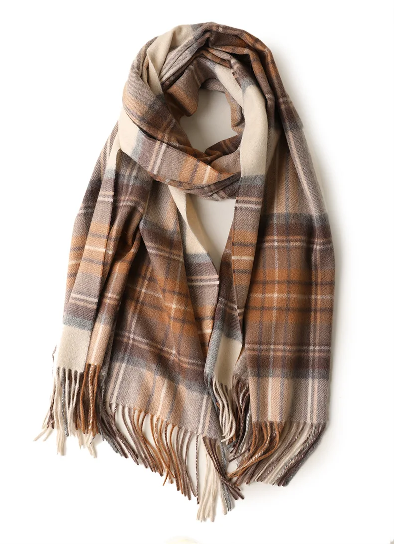 Кашемировый клетчатый шарф из пашмины в шотландском стиле, роскошный подарок, зимние модные шарфы для женщин и девушек, 70*200 см
