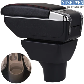 

For Hyundai i20 Armrest Box i20 PU leather Universal Car Central Armrest Storage Box cup holder ashtray modification accessories
