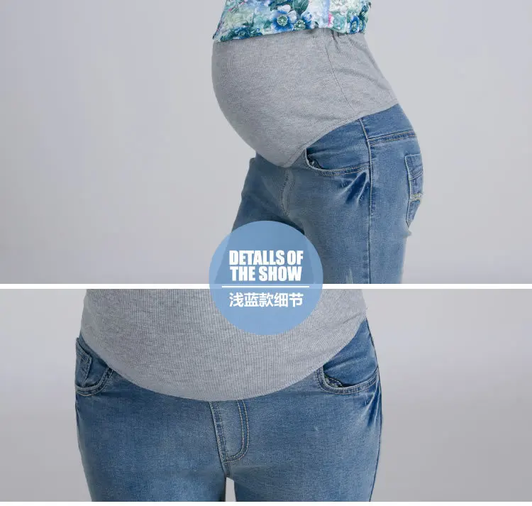 Хлопковые джинсы для беременных, брюки для беременных, Одежда для беременных, брюки с высокой талией, джинсовые облегающие джинсы Леггинсы для беременных