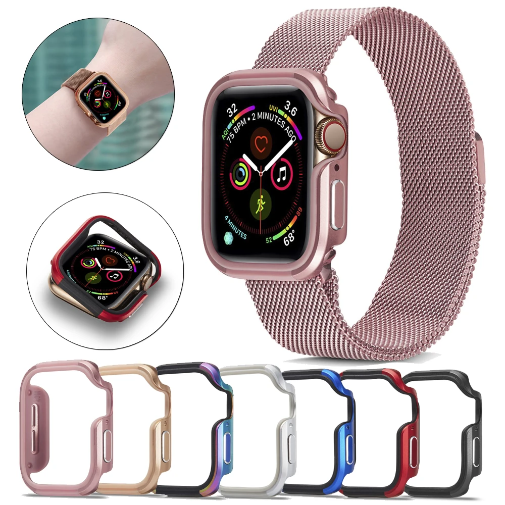 Тонкий чехол для часов Apple Watch, чехол серии 5, 4, 40 мм, 44 мм, мягкий прозрачный ТПУ+ защита из сплава для iWatch 5, 4, 44, мм, 40 мм