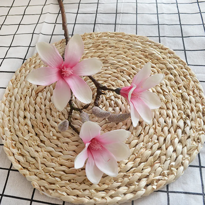 

12 шт./лот, 3 головки, цветок магнолии из шелка, украшение для дома, композиция из искусственных цветов, украшение для свадьбы, дорожного стола, Цветочная Орхидея