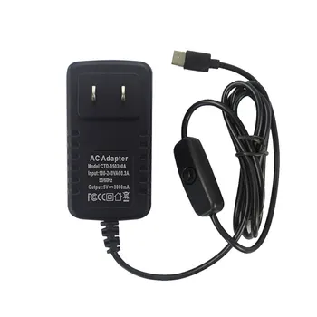 

5V 3A Type-C Switching Power Adapter Cord for Raspberry Pi 4 US EU UK Plug