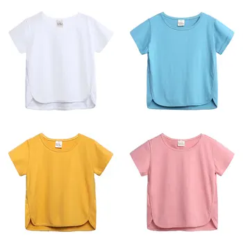 

Elvesnest Solid Color Kids Girls T Shirt Cartoon Children Girls Tops Cotton Short Sleeve Sweatshirt Summer Kids Clothes 2-7 Year