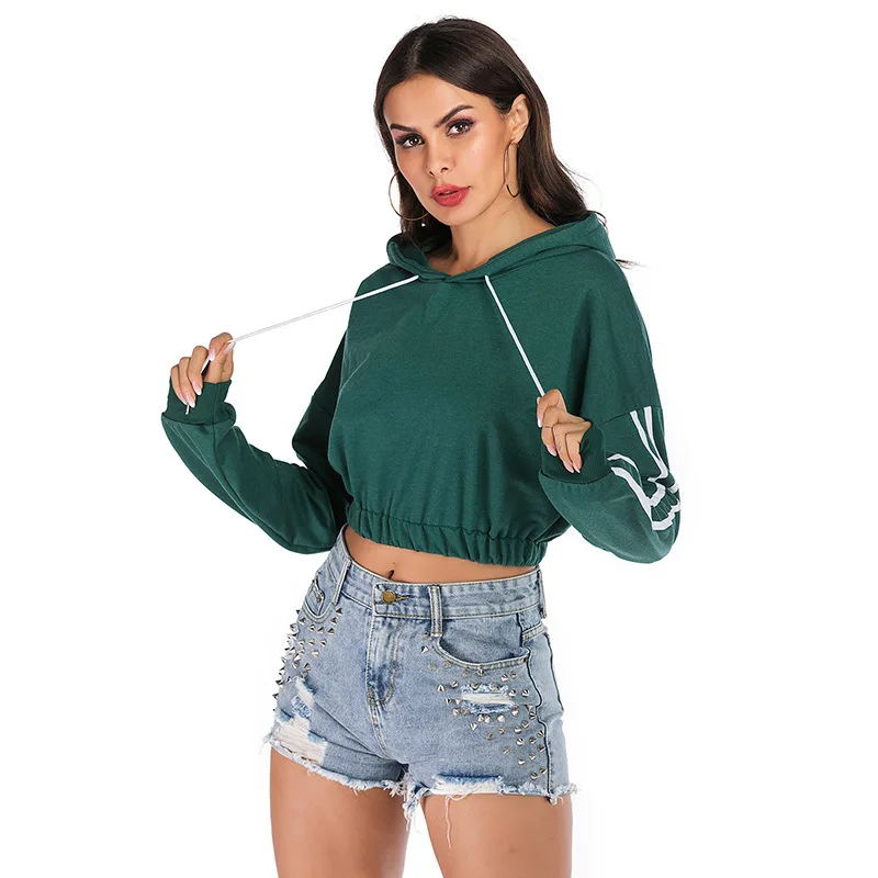Neatie kiddie Fashion Stripe Patchwork Long Sleeve Slim Short Hoodies Female Streetwear Casual Pullover Sweatshirt Clothes | Женская