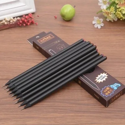 12pcs Korea Acrylic Diamond high quality black wooden pencils HB students constantly color diamond core free shipping