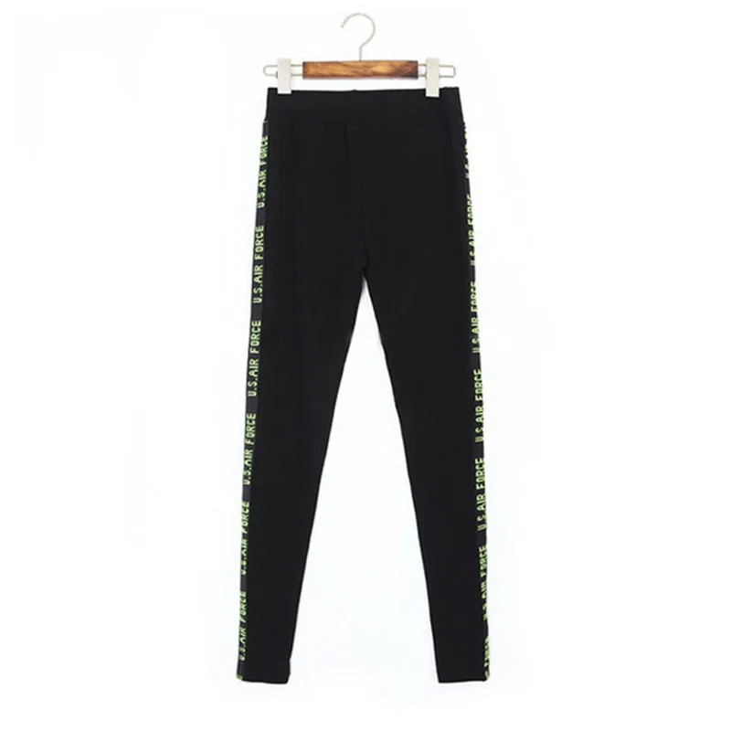 

FUN-PROUDER 2020 Spring Autumn Ladies Casual Korean Version of Leggings Slim Hip Hop Fluorescent Color Vertical Striped Clothing