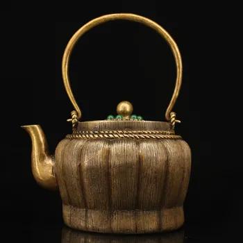 

wedding decoration Treasures of the Republic of China, pure copper, hand-made inlaid gem teapot kettle