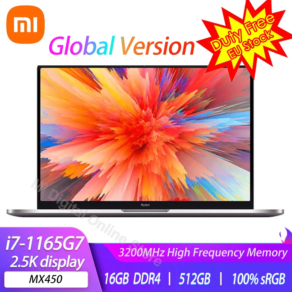 Xiaomi-ordenador portátil RedmiBook Pro 14, 11th, Intel i7-1165G7, 16GB, DDR4, 512GB, SSD, 2,5 K, pantalla de 14 pulgadas, desbloqueo por huella dactilar