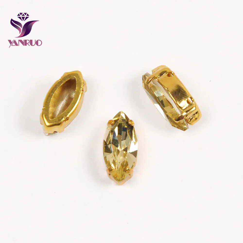YANRUO, 4200, конский глаз, Необычные камни, золотой коготь, установка, основание, пьедестал, стекло для рукоделия, ювелирное изделие, швейные бусины, алмаз - Цвет: Jonquil