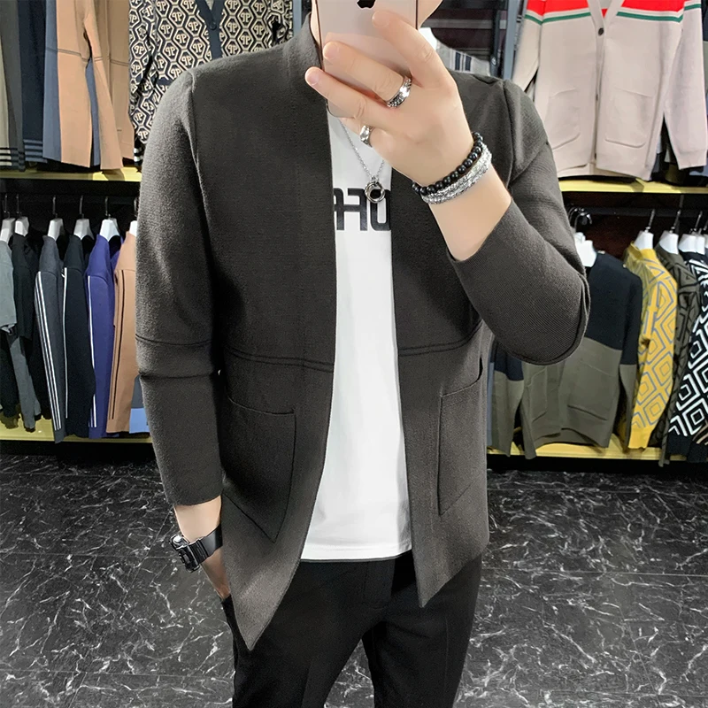

British Style Autum Winter Brand Fashion Knitted Sweater Cardigan Vintage Sweater Men Casual Woolen Jacket Slim FIt Knit Shirt