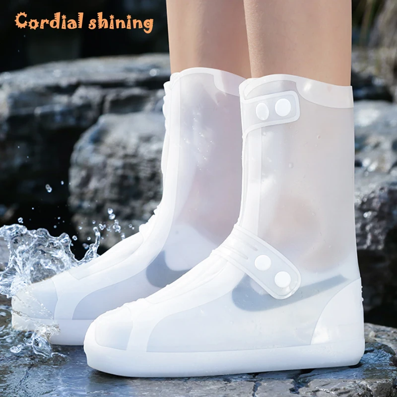 Cordial Shining Adulct Rain boots Waterproof Case Middle Tube Non-slip Thick & Wear-Resistant kids Rainy Day Shoe Covers | Дом и сад