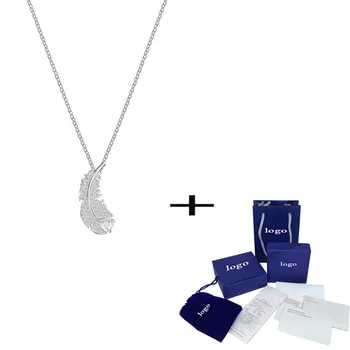 

SWA Fashion New Feather Necklace Shine Feather Pattern Crystal Female Clavicle Necklace For Lovers Of The Best Romantic Gift