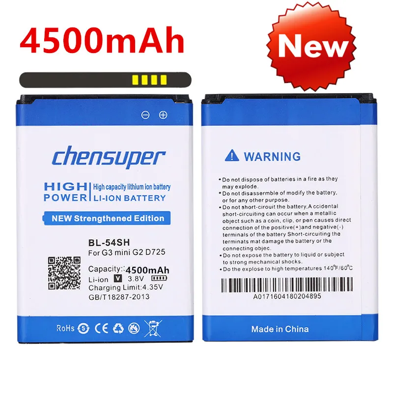 4500Mah Bl-54Sh Bl-54Sg Per Lg Optimus G3 Mini G2 D725 D722 D728 D729 D22 F300 L90 F7 F260 D410 D405N Us780 P698 F320 G3S Mini