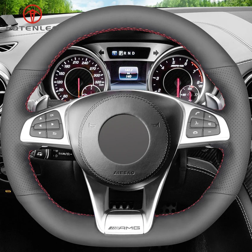 LQTENLEO черная крышка рулевого колеса из искусственной кожи для Mercedes-Benz A45 AMG W205 C43 C63S AMG CLS63 AMG GLC 43 63 AMG