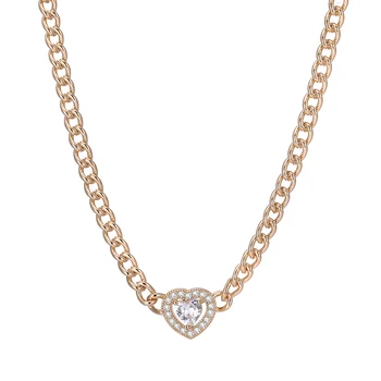 

Double Layer Heart Necklaces for Women Punk Gold Color Link Chain Small CZ Zircon Chokers Necklace Bohemia Jewelry Elegant Gifts