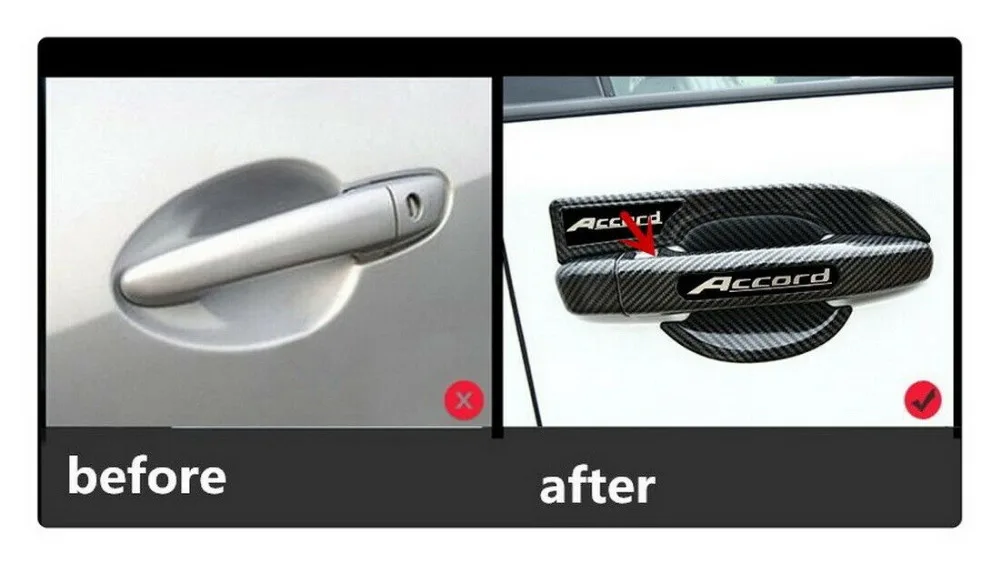8 шт углеродного волокна вид дверная ручка Крышка отделка Смарт для Honda Accord