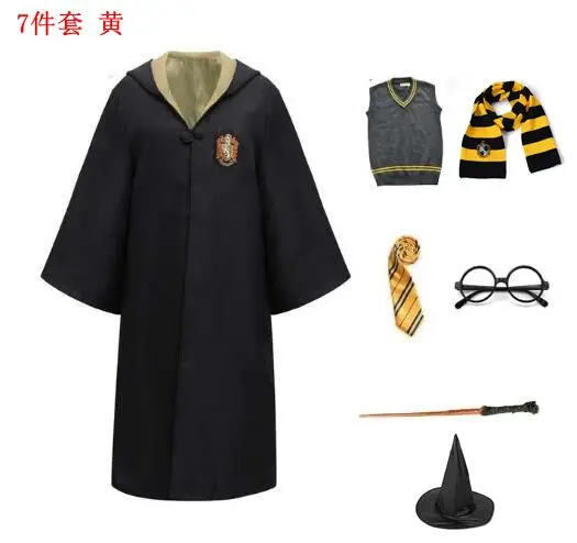 thumbnail image 1 of Capa de túnica mágica, disfraz de Potter, traje de Hermione, corbata, bufanda, varita, gafas, regalo de Godric, disfraz de Potter, ropa de fiesta de Halloween, 1 of 5