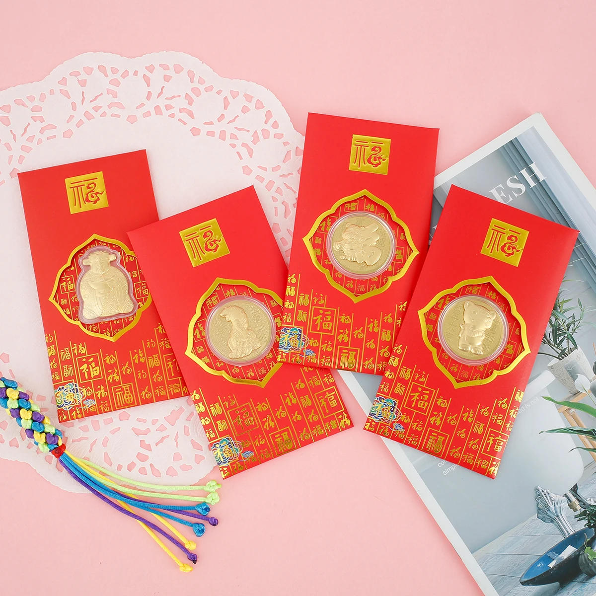 PRETYZOOM 30pcs Chinese New Year Red Envelopes 2022 Tiger Year Money Envelope Hong Bao Lai See Lucky Money Red Packets for Chinese New Year Spring Festival Supply