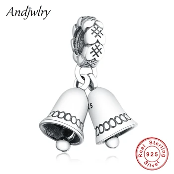 

Fit Original Pandora Charms Bracelet 925 Sterling Sliver Double Bell Beads Dangle Pendant DIY Jewelry Berloque Christmas Gift