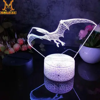 

Molezu Halloween Dinosaur 7 Pattern 3D Led Night Light Decoration Children Kids Gifts 7 Color Changing Visual Table Lamp
