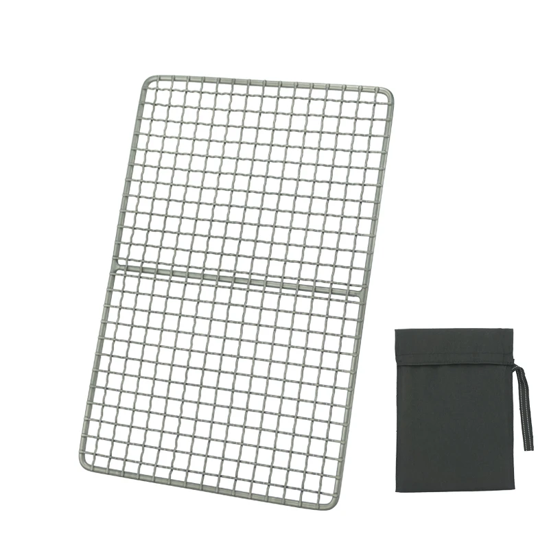 

Titanium Grill Net Plate Charcoal Barbecue Camping BBQ Mesh Picnic Tableware