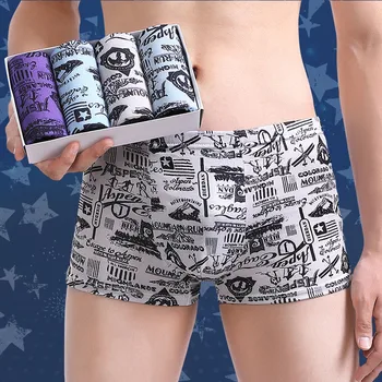 

4Pcs/Lot Mens Boxers Underwear Fashion Print Soft Underpants Boxer Shorts Male Panties Brand Boxershorts Men Calzoncillos Hombre