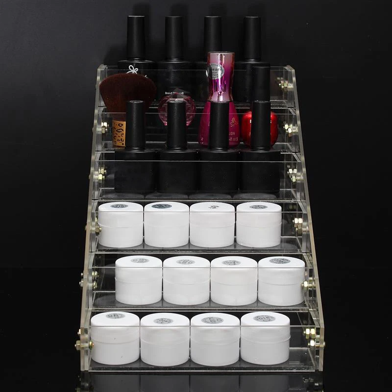 Removable Organizer Storage 6 Tiers Rack Acrylic Clear Nail Polish Cosmetic Varnish Display Stand Holder Manicure Tool