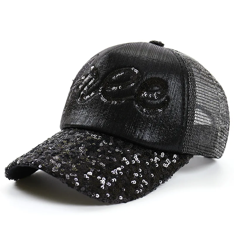 

2019 New Style Sequin Hat Brushed Lettered Duckbill Hat Korean-style-Street Baseball Cap Fashion Cool Visor