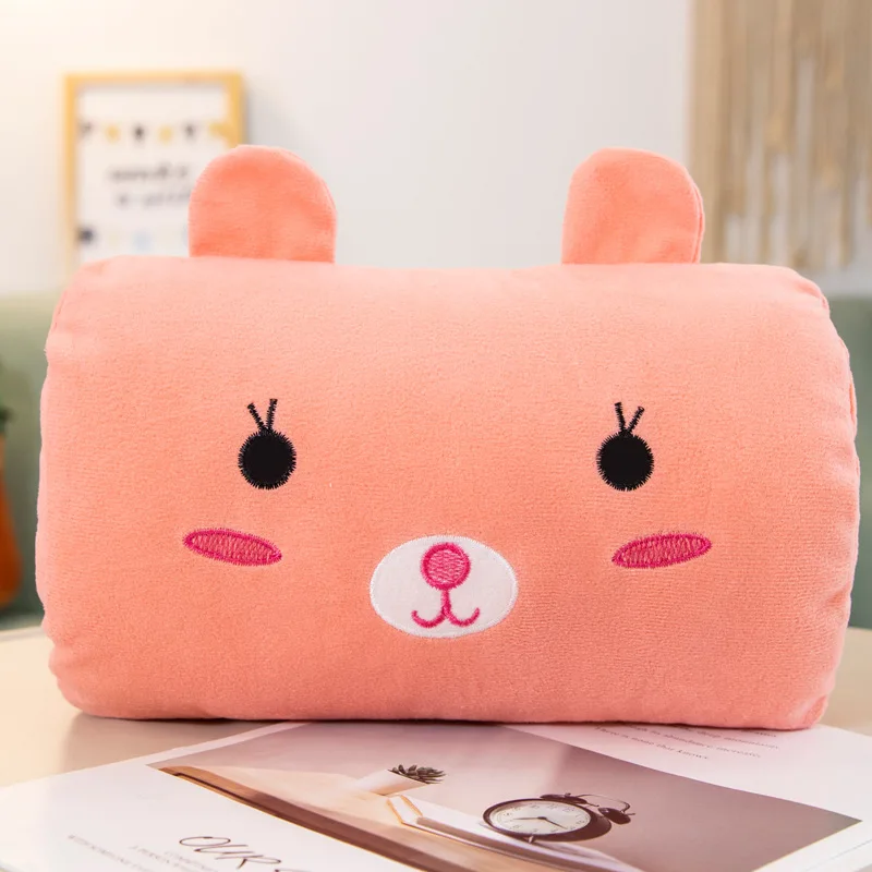 Pink bear Мультяшные животные, грелка для рук, подушка 30 см* 25 см, плюшевая грелка для рук с героями мультфильмов, подушка для рук, подарок на праздник - Цвет: Pink bear