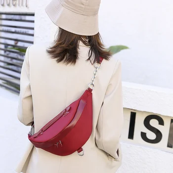 

Summer Casual Oxford Cloth Chest Bag Solid Color Half-moon Bag Large Capacity Multifunction Soft Women Bags 2020 New Trend