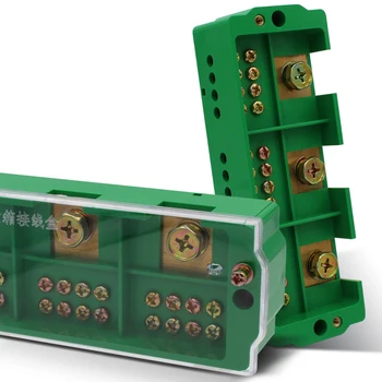 

1pcs Connection Distribution Box 3-in 12-out Three phase Green Terminal Block Row Junction Metering Box Part Line