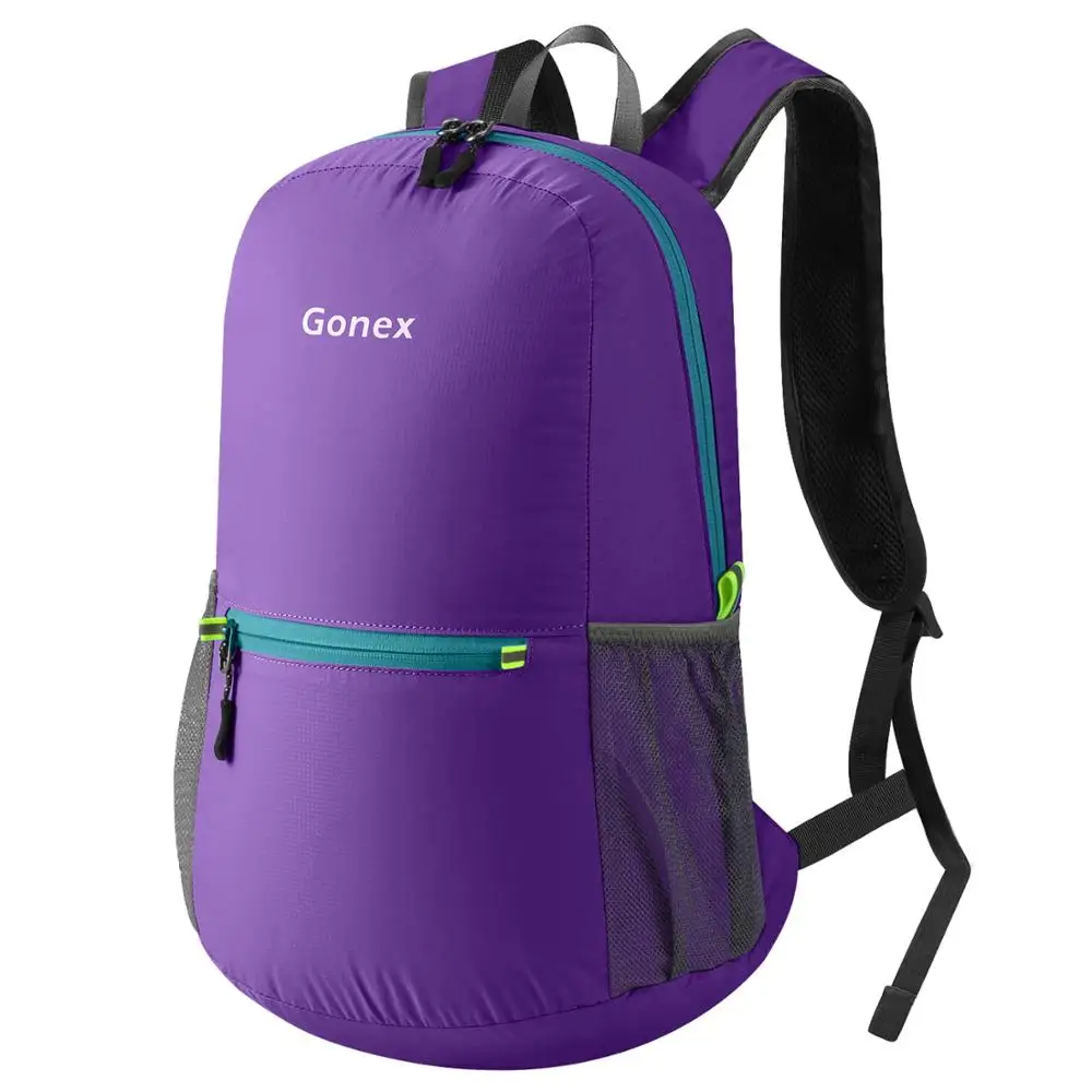 Gonex 20L сверхлегкий рюкзак, водонепроницаемый складной рюкзак, нейлоновая сумка для школы, путешествий, пеших прогулок, спорта на открытом воздухе,, семейная активность - Цвет: Purple