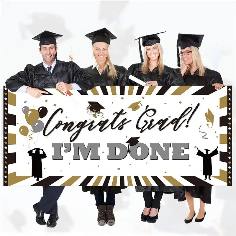 

Party Photobooth Props Congrats Grad I'M DONE Sign Banner Creative Graduation Party Wall Banner Photo Booth Prop