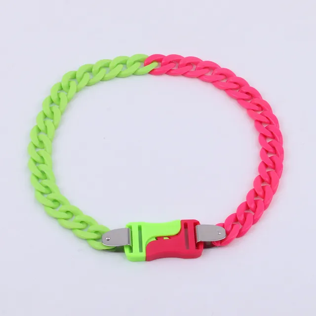 FishSheep Rock Punk Acrylic Chain Buckle Pendant Necklace For Men Women Statement Choker Collar Necklaces New Fashion Jewelry Cobalt violet