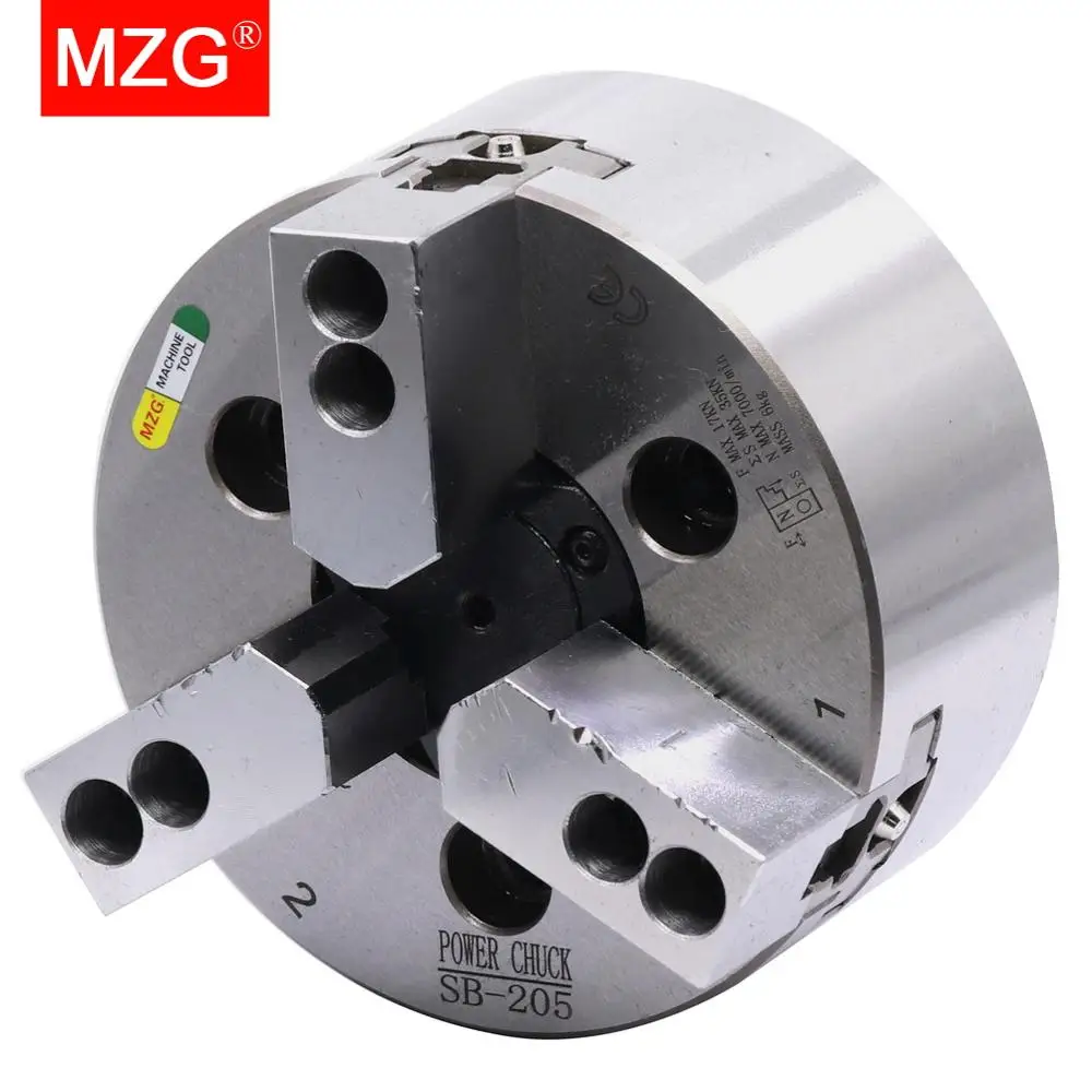 Mzg SB-206 4 5 6 8 Inch 3 Jaw Holle Power Chuck Voor Cnc Draaibank Saai Snijgereedschap Houder Gat bewerking