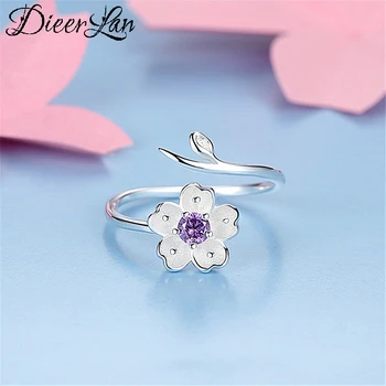 

Punk 925 Sterling Silver Cherry Blossoms Flower Rings For Women Antique Ring Christmas Gifts Jewelry 2020