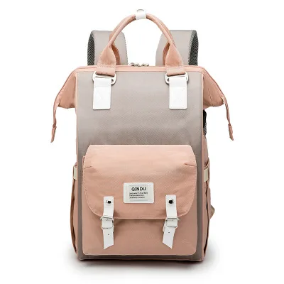 Gray Pink Большая вместительная сумка для подгузников, водонепроницаемые и стильные детские сумки для беременных, пеленка для детей, переносной дорожный рюкзак для мам, сумка - Цвет: Gray Pink