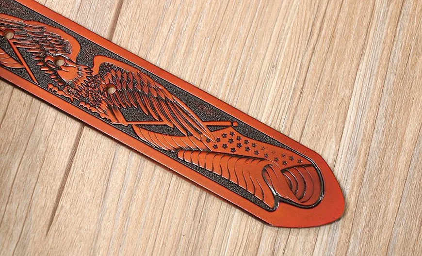 Men's Leisure Men Belt Leather Wind Smooth Button Eagle Craft Belt Cowhide Punk Luxury Brand Cinto Masculino Ceinture Homme