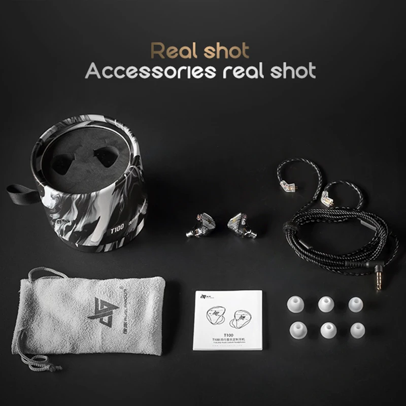 AUGLAMOUR T100 HiFi аудио 8 мм двойной Динамический драйвер наушники вкладыши бас IEM 2Pin 0 78