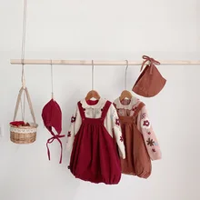 Новинка года; Комбинезоны для маленьких девочек; сезон весна-осень; вельветовые комбинезоны; милые повседневные штаны для девочек; От 1 до 5 лет