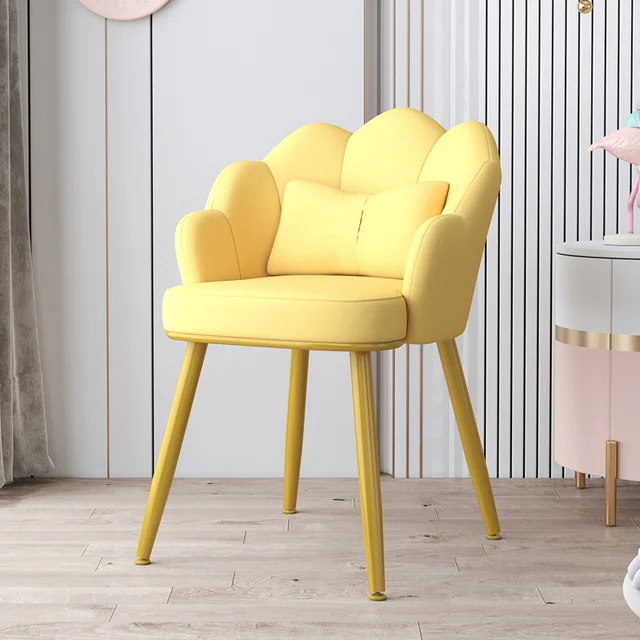 Light Luxury Dinning Chair Bedroom Backrest Fabric Living Room Makeup Chair Golden Foot Bedroom Chairs For Home Decoration As Picture