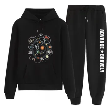 

n150 New 2019 Printing Brand Tracksuit Fashion Men/Women Sportswear Two Piece Sets Thick Hoodie+Pants Sporting Suit